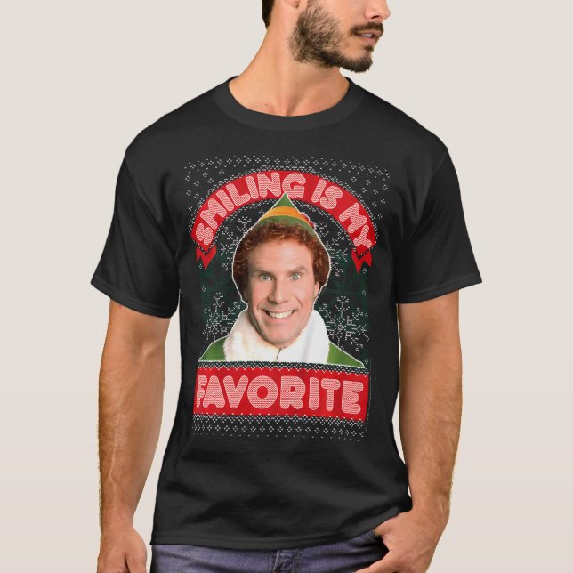Camiseta Elf Buddy Sorri É O Meu Natal Favorito (Frente)