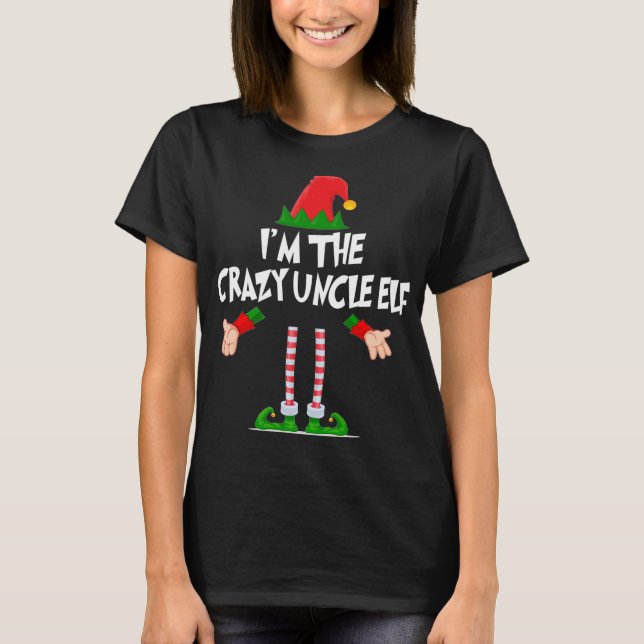 Camiseta Elf de Natal Eu sou o Tio Elf Xmas maluco (Frente)