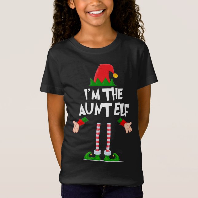 Camiseta Elf de Natal, sou a tia Elf a combinar o Natal (Frente)