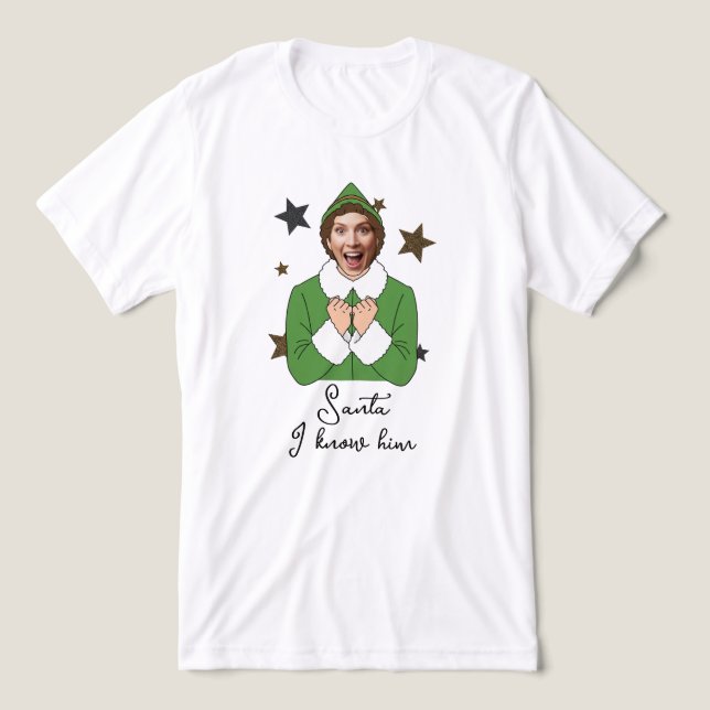 Camiseta Elf Face Design with Sparkling Stars (Design frontal)