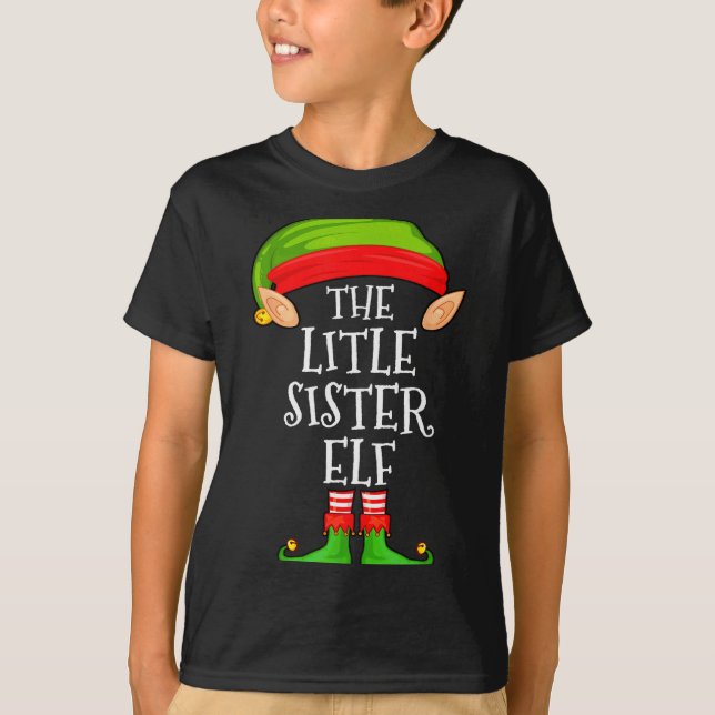 Camiseta Elf Family Christmas Little Sister Elf Sweater Mat (Frente)