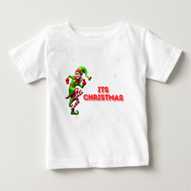 Camiseta Elf Feliz Dançando com sua Design de Natal (Frente)