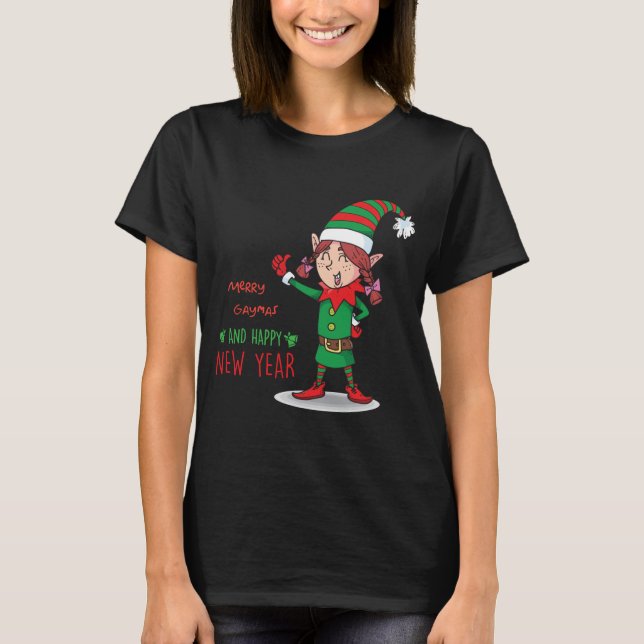 Camiseta Elf feliz Gaymas Girl (Frente)