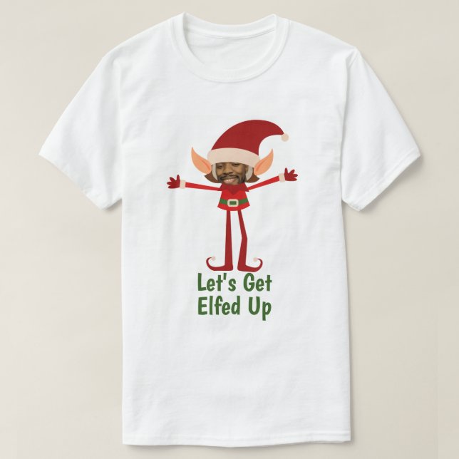 Camiseta Elf Fez A Foto De Natal Com A Cabeça (Frente do Design)
