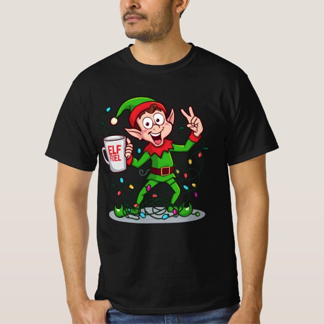 Camiseta Elf Fuel – Cute Coffee Elf Funny Christmas Design (Frente)
