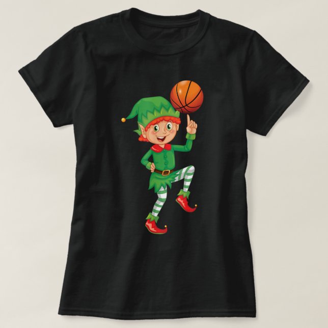 Camiseta Elf Jogador de Basquete Esportes de Natal X-Mas (Frente do Design)