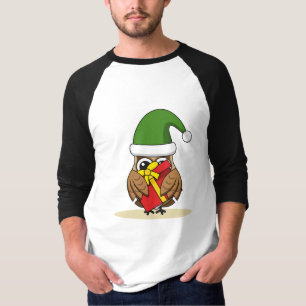 Camiseta Elf Owl de Natal com Presente