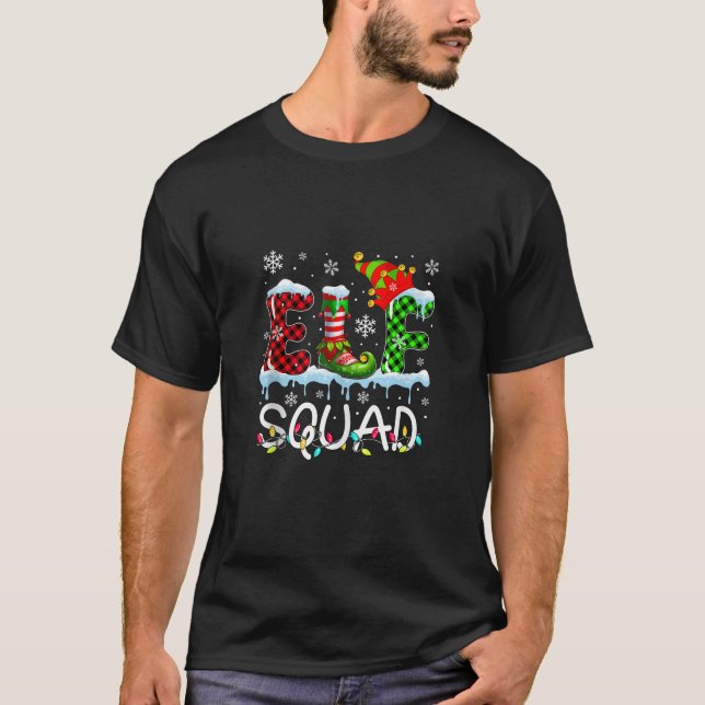 Camiseta Elf Squad Colorful Lights Elf Costume Xmas Friends (Frente)