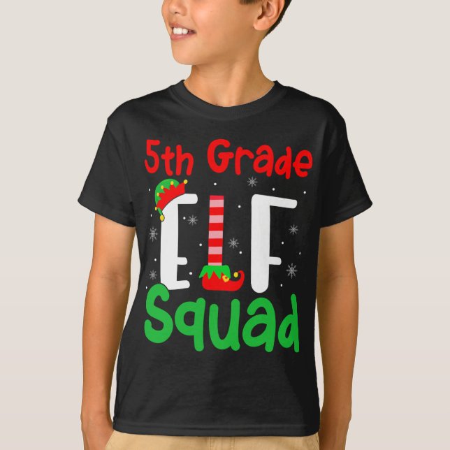 Camiseta Elf Squad Graus Engraçado Natal Elf Kids Ensinam (Frente)