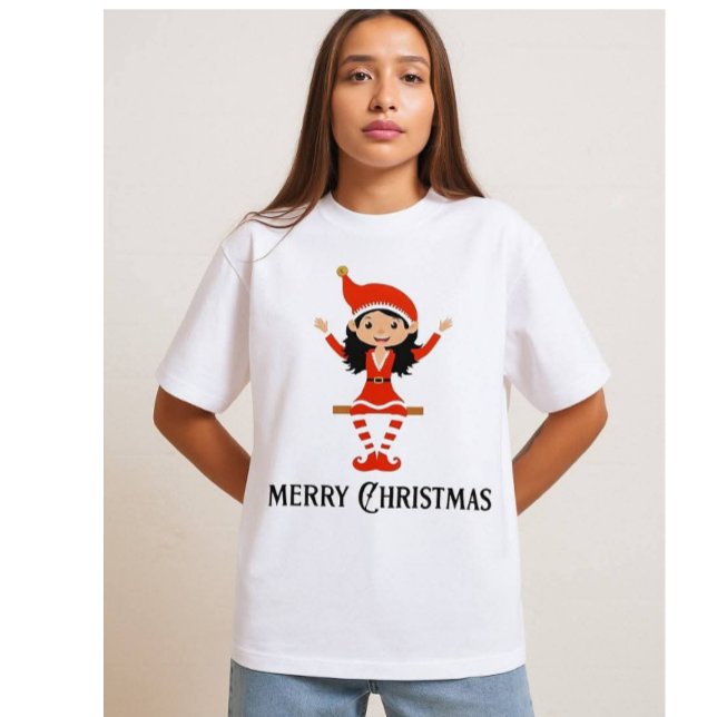 Camiseta Elfo Alegre de Natal - Feliz Feriado  (Criador carregado)