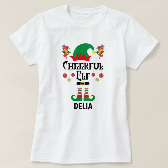 Camiseta Elfo alegre e divertido - Presentes engraçados par (Frente do Design)