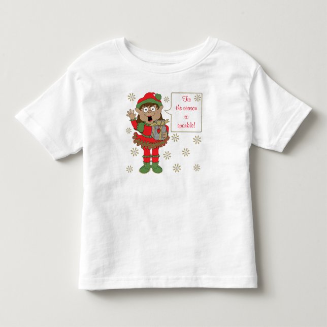 Camiseta Elfo Colorido Espelhante de Natal (Frente)