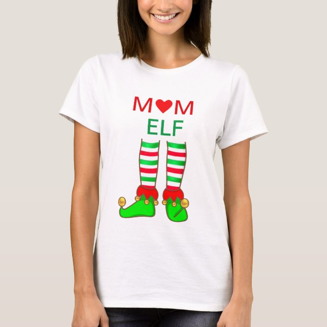 Camiseta Elfo da Mãe Moderna de Natal (Frente)