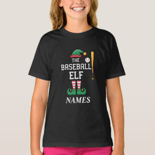 Camiseta Elfo de Beisebol com Nome Personalizado Família Co