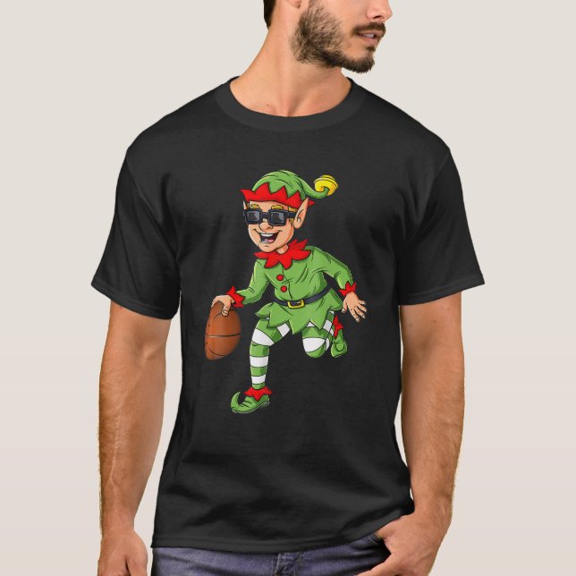 Camiseta Elfo De Natal Fazendo Um Basquete De Meninos Engra (Frente)