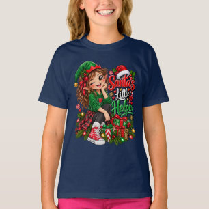 Camiseta Elfo de Natal Pequeno Ajuda de Papai Noel