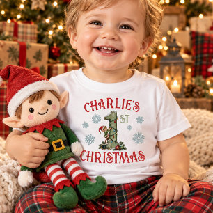Camiseta Elfo de Natal Personalizado Primeiro Natal do Bebê