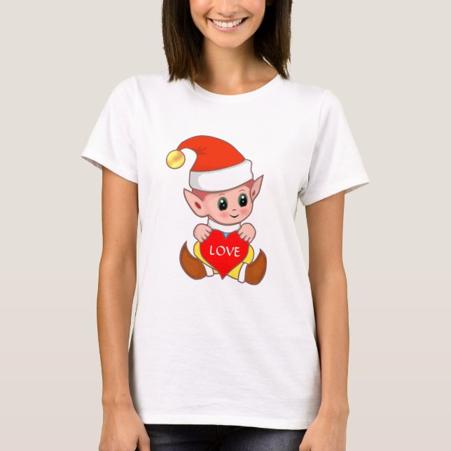 Camiseta Elfo do Dia dos Namorados com Coração (Frente)