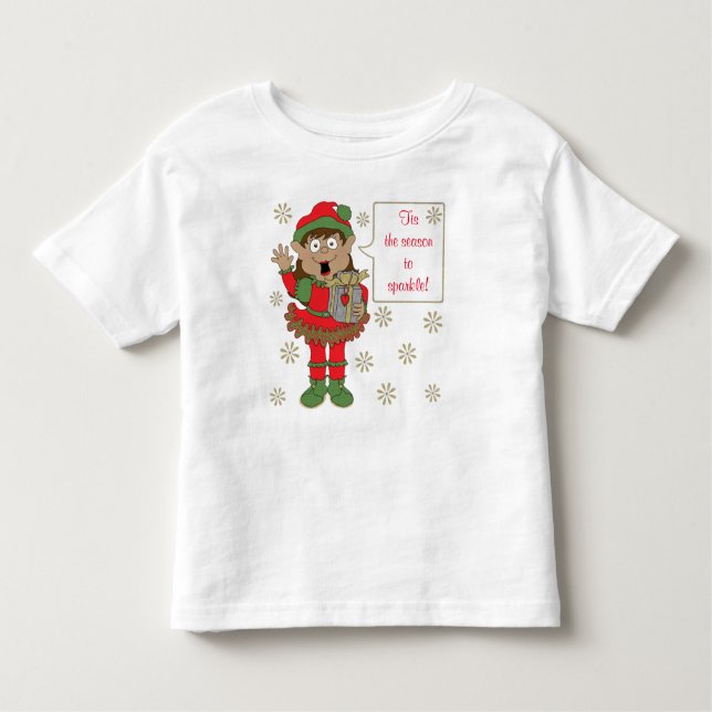 Camiseta Elfo Espelhante de Natal Colorido (Frente)