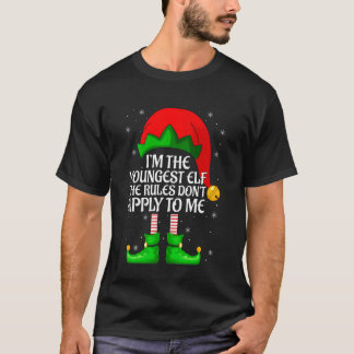 Camiseta Elfo Mais Jovem Natal Combinando Família Elfo Esqu