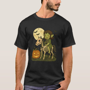 Camiseta Elfo Negro Goblin Troll Menino Cavalgando Cavalo E