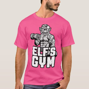 Camiseta Elfs Gym Dumbbell Curl Bodybuilder Natal Worko