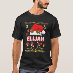 Camiseta Elijah Santa Claus Hat Família Feliz Natal Natal N
