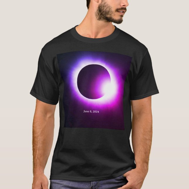 Camiseta Elipse solar total 8 de junho de 2024 Sol da Lua (Frente)