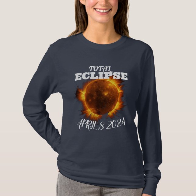 Camiseta Elipse total, eclipse solar dos EUA 2024 (Frente)