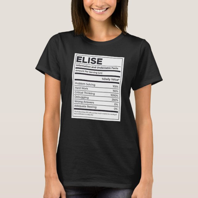 Camiseta Elise Nutrition Information Problem Solving Duro W (Frente)