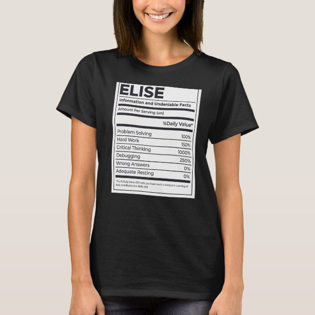 Camiseta Elise Nutrition Information Problem Solving Duro W (Frente)