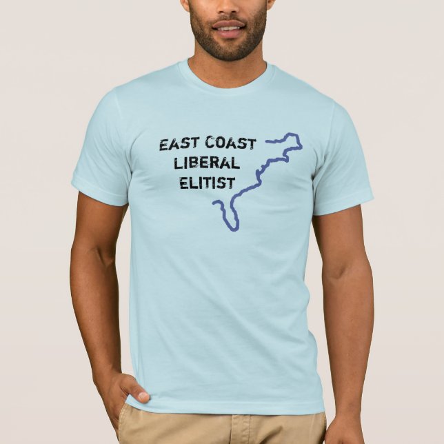 Camiseta Elitista liberal da costa leste - S/S azul (Frente)