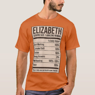 Camiseta Elizabeth Nutrition Facts Name Apelido Alias Titl