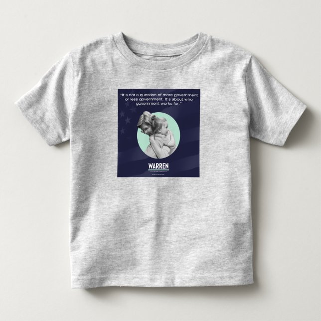 Camiseta Elizabeth Warren - quem o governo trabalha para (Frente)