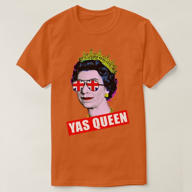 Camiseta Elizabeth Yas Queen com óculos de sol Rainha de In (Frente do Design)