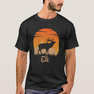 Camiseta Elk Animal Quente Na Montanha Da Natureza