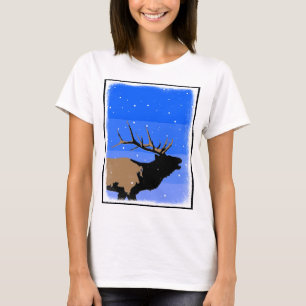 Camiseta Elk Bugling no inverno - Arte original sobre a vid