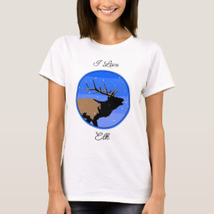 Camiseta Elk Bugling no inverno - Arte original sobre a vid