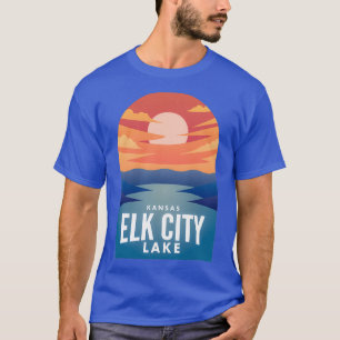 Camiseta Elk City Lake KS Retro Sunset