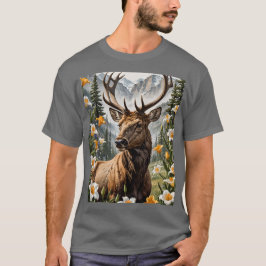 Camiseta Elk De Montanha Utahn, Cercado Por Flores De Sego