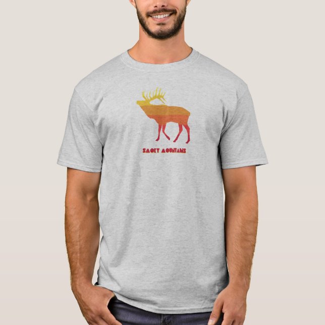 Camiseta Elk de Montanhas do enfumaçado (Frente)
