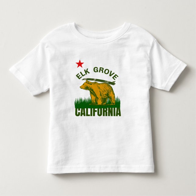 Camiseta Elk Grove California Flag Bear Surf CA T-Sh (Frente)