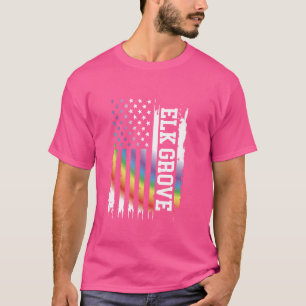 Camiseta Elk Grove Estados Unidos aflita o arco-íris com US