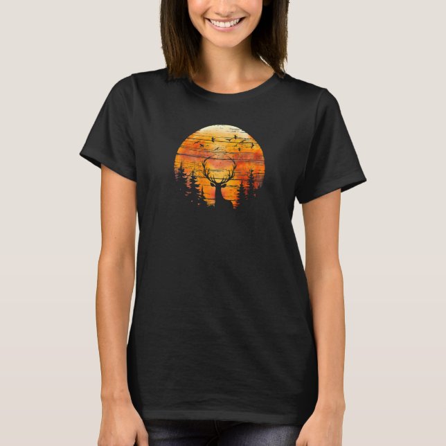 Camiseta Elk Wapiti Na Montanha Da Floresta Selvagem Cam (Frente)