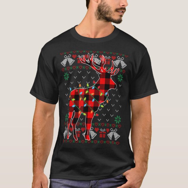 Camiseta Elk Xmas Luz Feia De Natal (Frente)