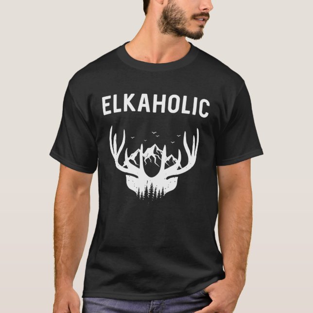 Camiseta Elkaholic Red Deer Reindeer Wapiti Homens Mulheres (Frente)