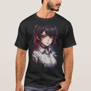 Camiseta Ellen Joe ZZZ Cabelo Preto Realces Vermelhos Capuz