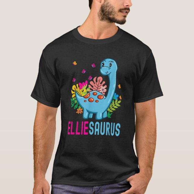 Camiseta ELLIESAURUS Nome Personalizado ELLIE Dino Dinosaur (Frente)