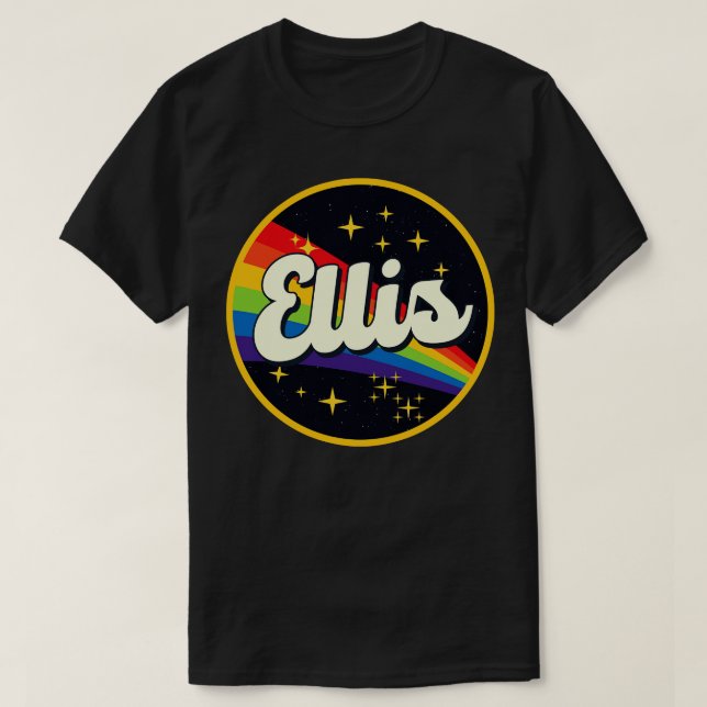 Camiseta Ellis Rainbow No Estilo De Vintagem Espacial (Frente do Design)