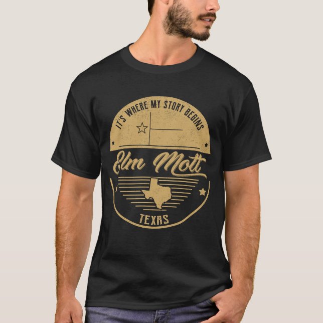 Camiseta Elm Mott Texas É onde minha história começa (Frente)
